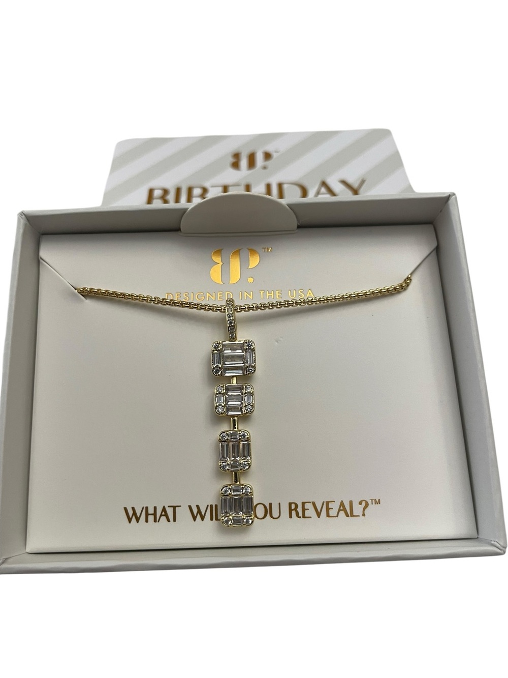 Bomb Party April Necklace - NK18149 “The Harper Necklace” Gold/Diamond CZ NIB